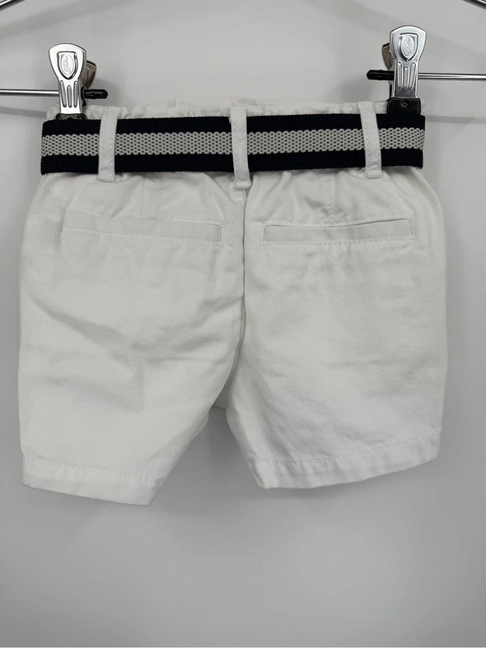NWT The Children's Place White Chino Shorts with Navy & White Striped Belt